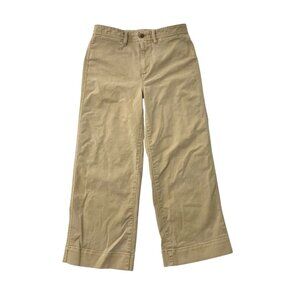 GAP High Rise Wide Leg Crop Chino Pant Stretch Natural Khaki Minimalist size 8